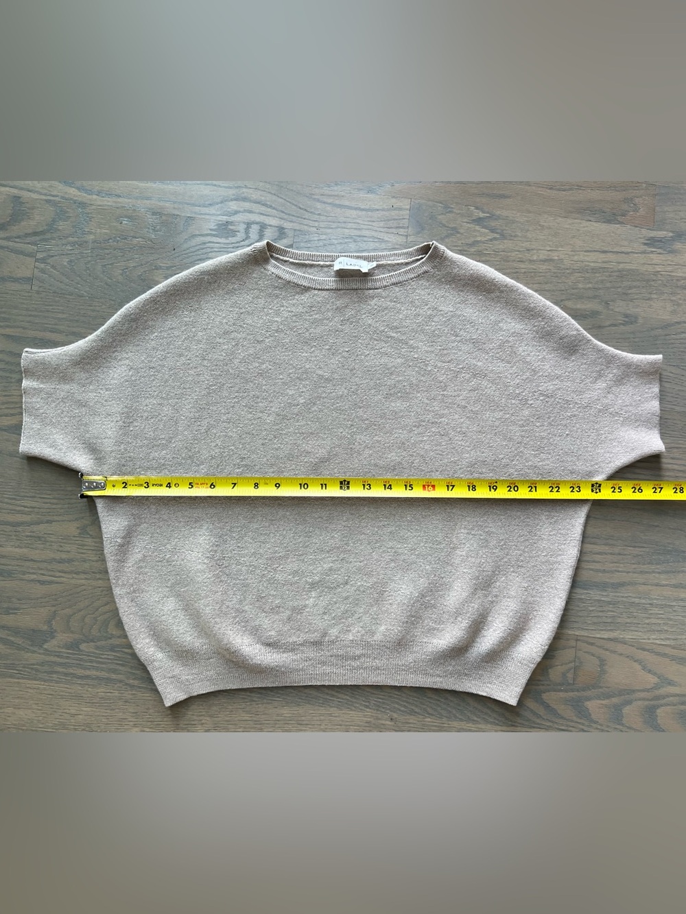 R Label 100% Wool Batwing Dolman Sweater Taupe S/M - Picture 10 of 10